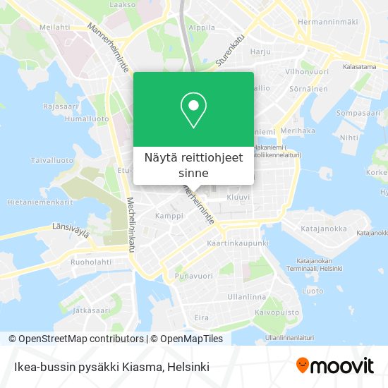 Ikea-bussin pysäkki Kiasma kartta