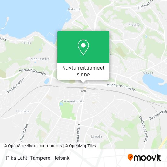 Pika Lahti-Tampere kartta
