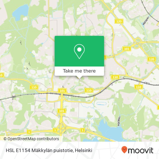 HSL E1154 Mäkkylän puistotie kartta