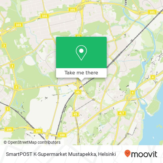 SmartPOST K-Supermarket Mustapekka kartta