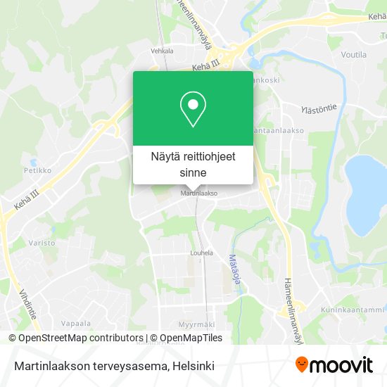 Kuinka päästä kohteeseen Martinlaakson terveysasema paikassa Vantaa  kulkuvälineellä Bussi tai Juna?