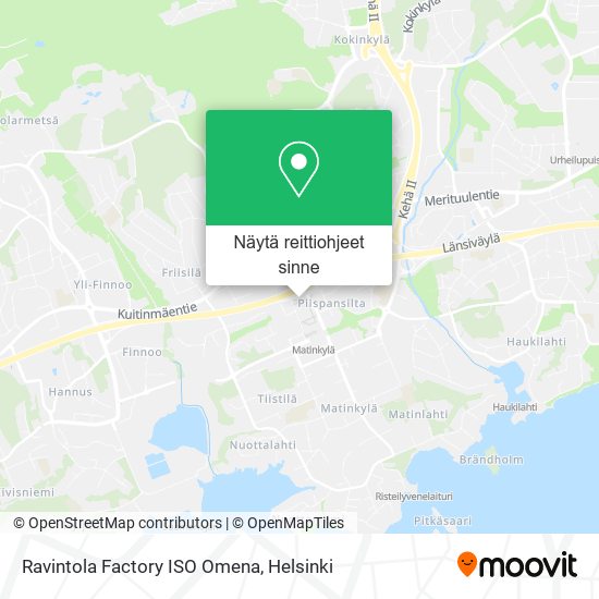Ravintola Factory ISO Omena kartta