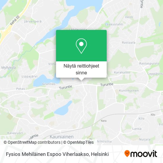 Fysios Mehiläinen Espoo Viherlaakso kartta