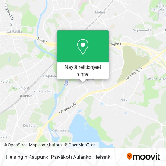 Helsingin Kaupunki Päiväkoti Aulanko kartta