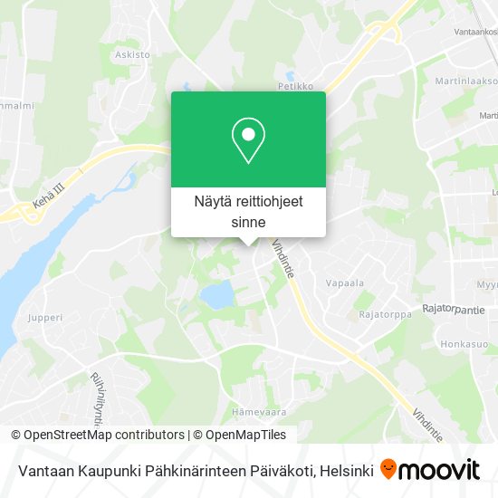 Vantaan Kaupunki Pähkinärinteen Päiväkoti kartta