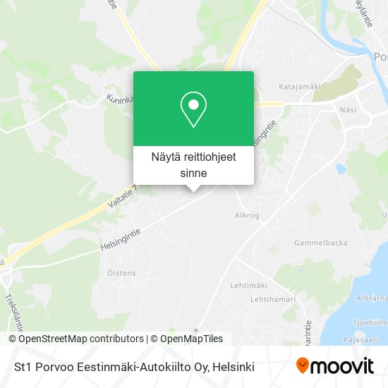 St1 Porvoo Eestinmäki-Autokiilto Oy kartta