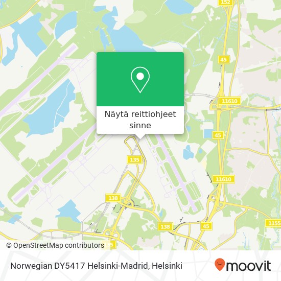 Norwegian DY5417 Helsinki-Madrid kartta