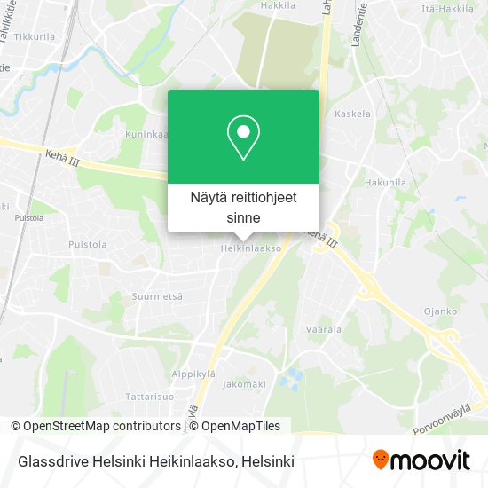 Glassdrive Helsinki Heikinlaakso kartta