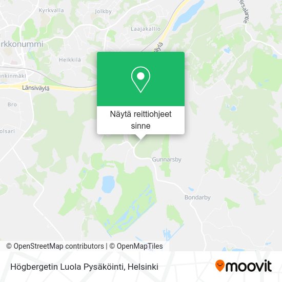 Högbergetin Luola Pysäköinti kartta