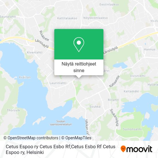 Cetus Espoo ry Cetus Esbo Rf;Cetus Esbo Rf Cetus Espoo ry kartta