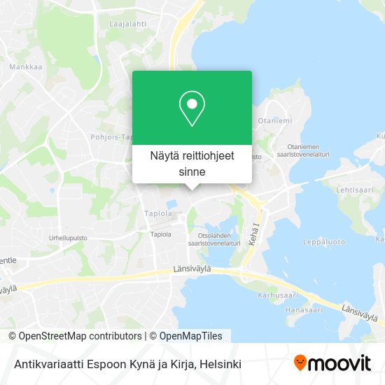 Antikvariaatti Espoon Kynä ja Kirja kartta