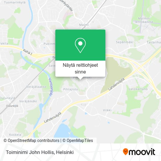 Toiminimi John Hollis kartta