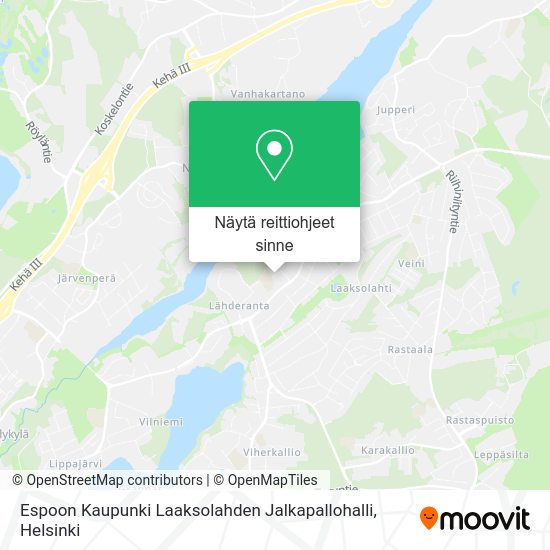Espoon Kaupunki Laaksolahden Jalkapallohalli kartta