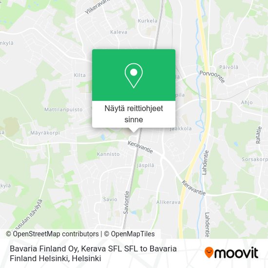 Bavaria Finland Oy, Kerava SFL SFL to Bavaria Finland Helsinki kartta