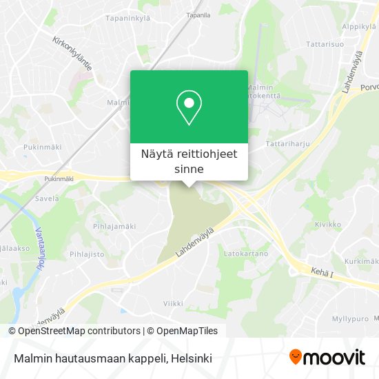 Malmin hautausmaan kappeli kartta