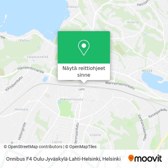 Onnibus F4 Oulu-Jyväskylä-Lahti-Helsinki kartta