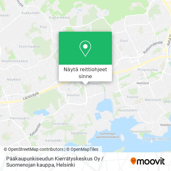 Pääkaupunkiseudun Kierrätyskeskus Oy / Suomenojan kauppa kartta