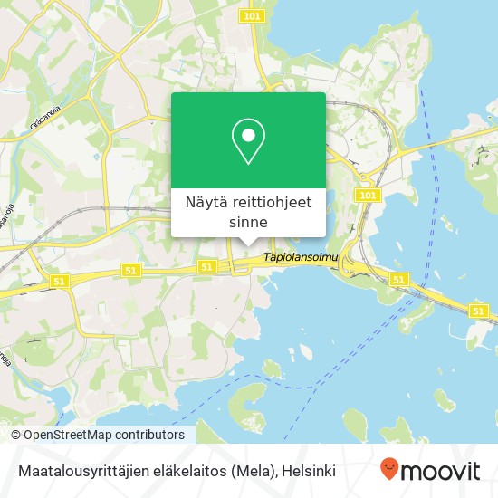 Maatalousyrittäjien eläkelaitos (Mela) kartta