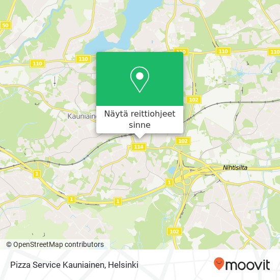 Pizza Service Kauniainen kartta