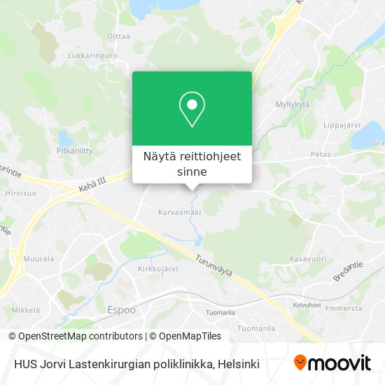 HUS Jorvi Lastenkirurgian poliklinikka kartta