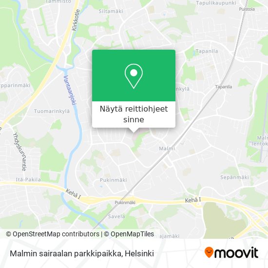 Malmin sairaalan parkkipaikka kartta