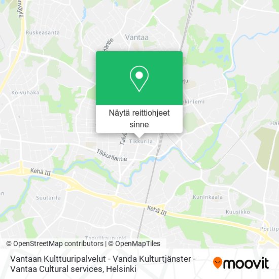 Vantaan Kulttuuripalvelut - Vanda Kulturtjänster - Vantaa Cultural services kartta
