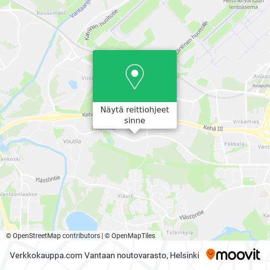 Verkkokauppa.com Vantaan noutovarasto kartta