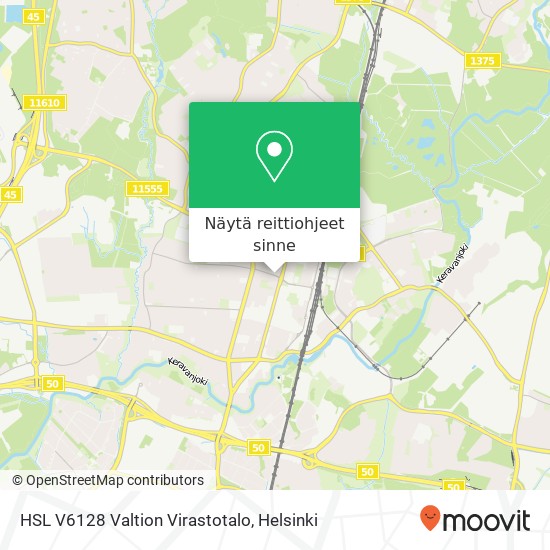 HSL V6128 Valtion Virastotalo kartta