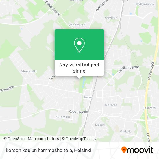 korson koulun hammashoitola kartta