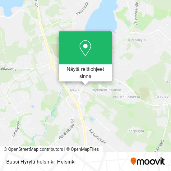 Bussi Hyrylä-helsinki kartta