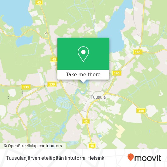 Tuusulanjärven eteläpään lintutorni kartta