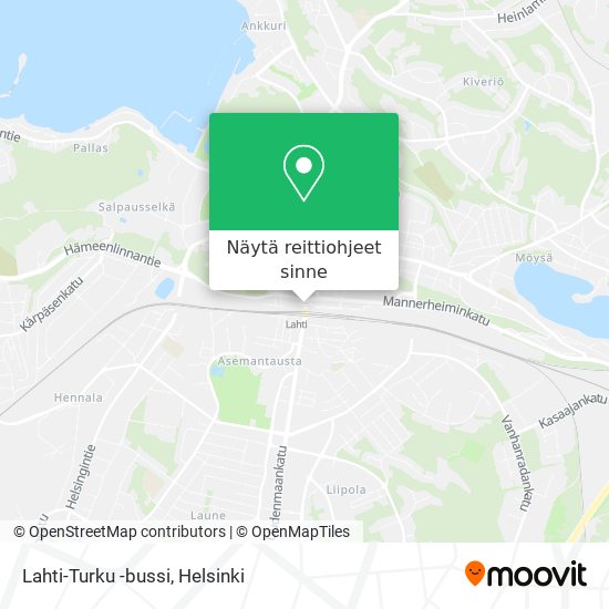Lahti-Turku -bussi kartta