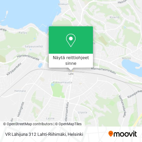 VR Lähijuna 312 Lahti-Riihimäki kartta