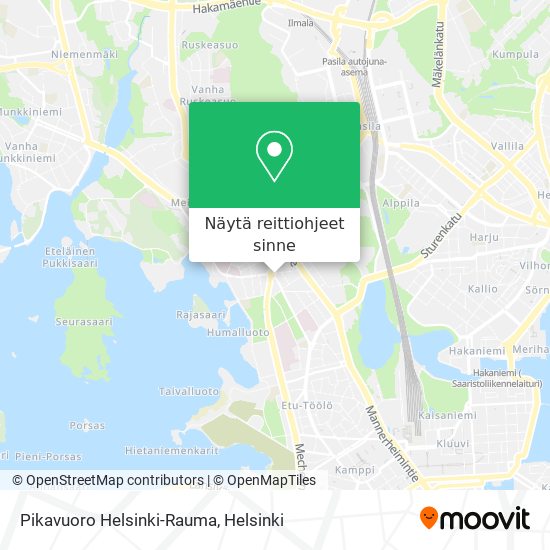 Pikavuoro Helsinki-Rauma kartta