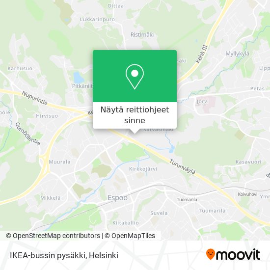 IKEA-bussin pysäkki kartta
