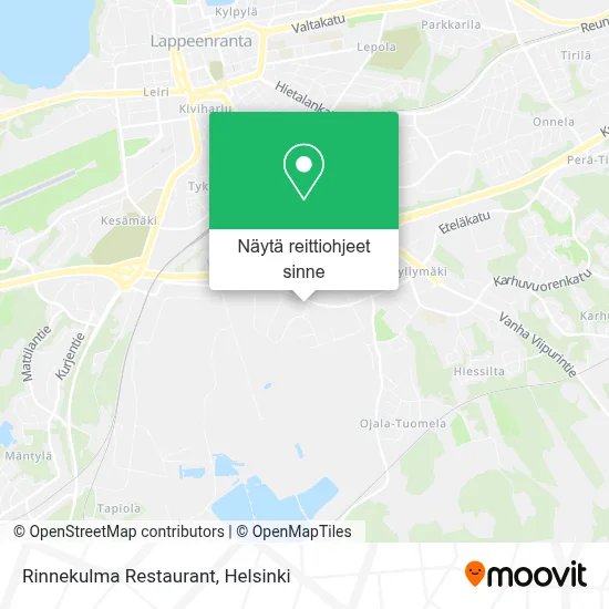 Rinnekulma Restaurant kartta