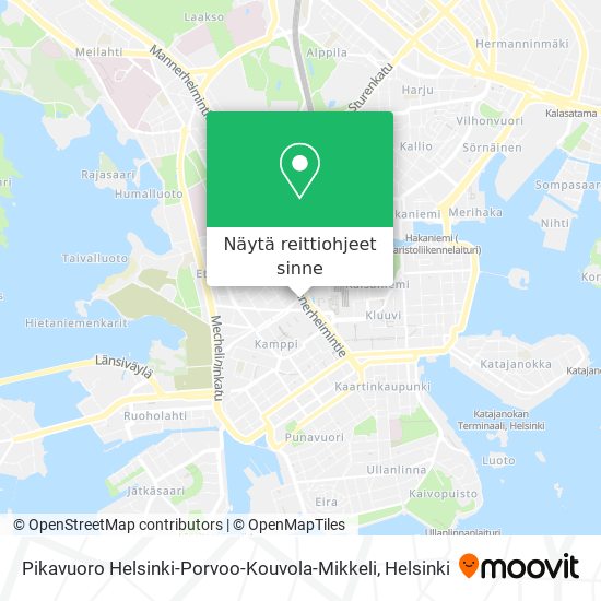 Pikavuoro Helsinki-Porvoo-Kouvola-Mikkeli kartta