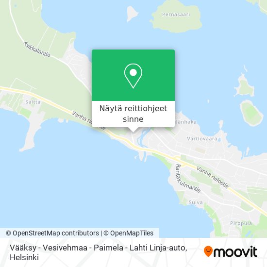 Vääksy - Vesivehmaa - Paimela - Lahti Linja-auto kartta