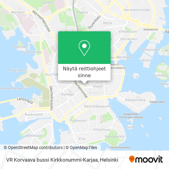 VR Korvaava bussi Kirkkonummi-Karjaa kartta