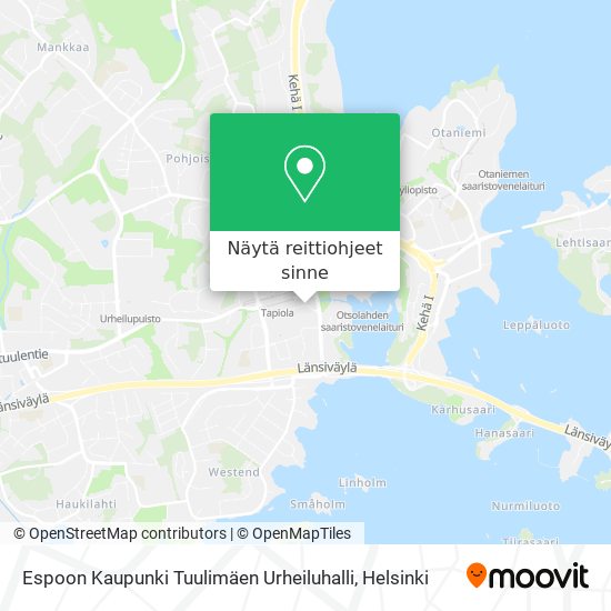 Espoon Kaupunki Tuulimäen Urheiluhalli kartta