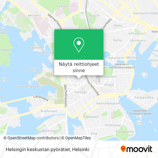 Helsingin keskustan pyörätiet kartta