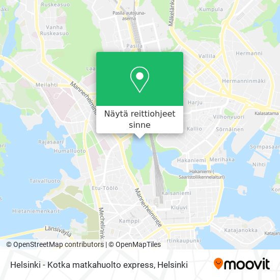 Helsinki - Kotka matkahuolto express kartta