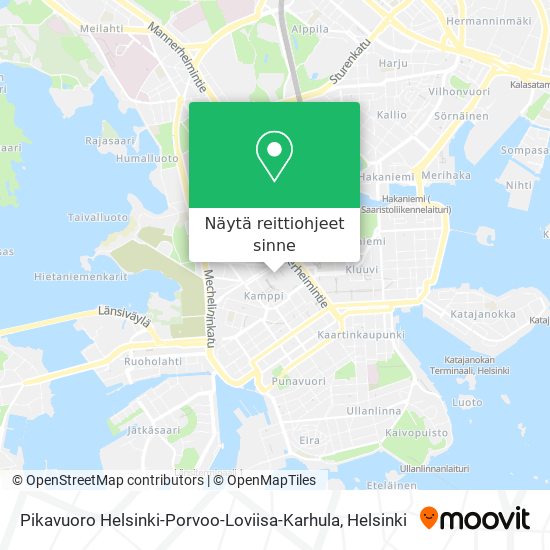 Pikavuoro Helsinki-Porvoo-Loviisa-Karhula kartta