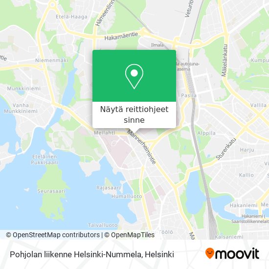 Pohjolan liikenne Helsinki-Nummela kartta