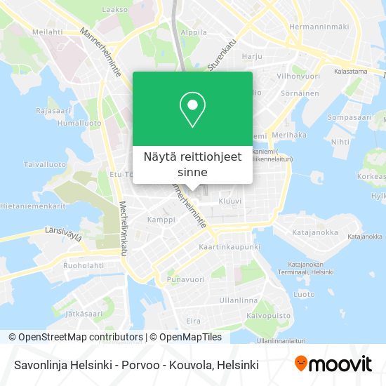 Savonlinja Helsinki - Porvoo - Kouvola kartta