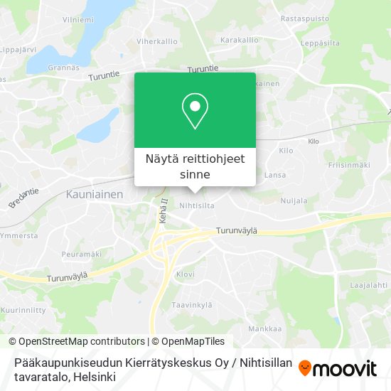 Kuinka päästä kohteeseen Pääkaupunkiseudun Kierrätyskeskus Oy / Nihtisillan  tavaratalo paikassa Espoo kulkuvälineellä Bussi, Juna tai Raitiovaunu?