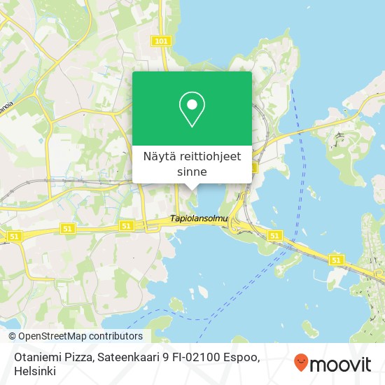 Otaniemi Pizza, Sateenkaari 9 FI-02100 Espoo kartta