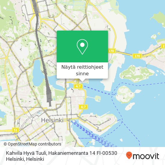 Kahvila Hyvä Tuuli, Hakaniemenranta 14 FI-00530 Helsinki kartta