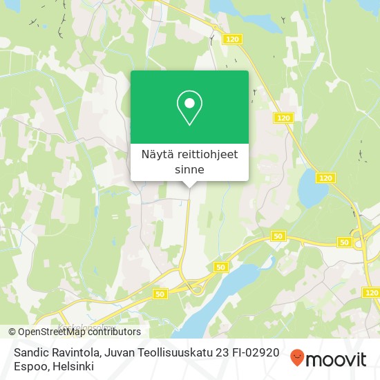 Sandic Ravintola, Juvan Teollisuuskatu 23 FI-02920 Espoo kartta