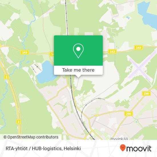 RTA-yhtiöt / HUB-logistics kartta